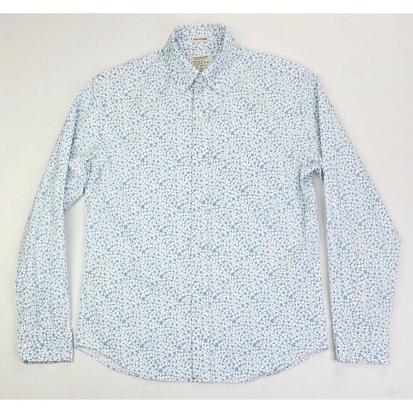 J. Crew Slim Stretch Untucked Size Small Men White Blue Floral Button Down Shirt - Picture 5 of 11
